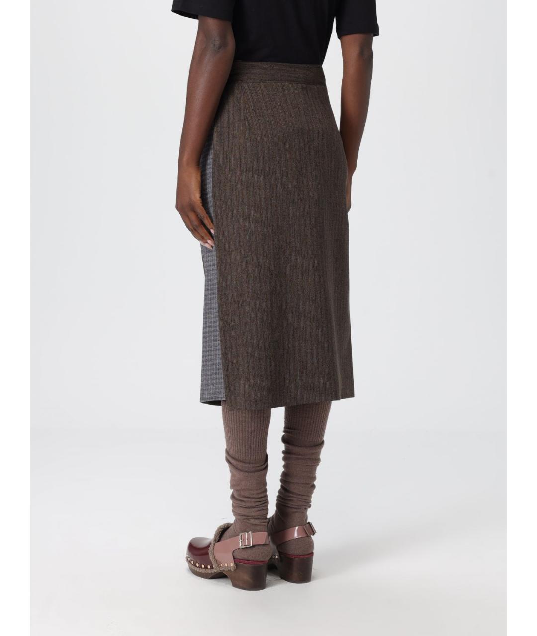 ANTONIO MARRAS Коричневая вискозная юбка миди, фото 3