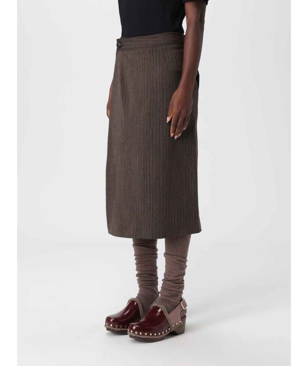 ANTONIO MARRAS Коричневая вискозная юбка миди, фото 4