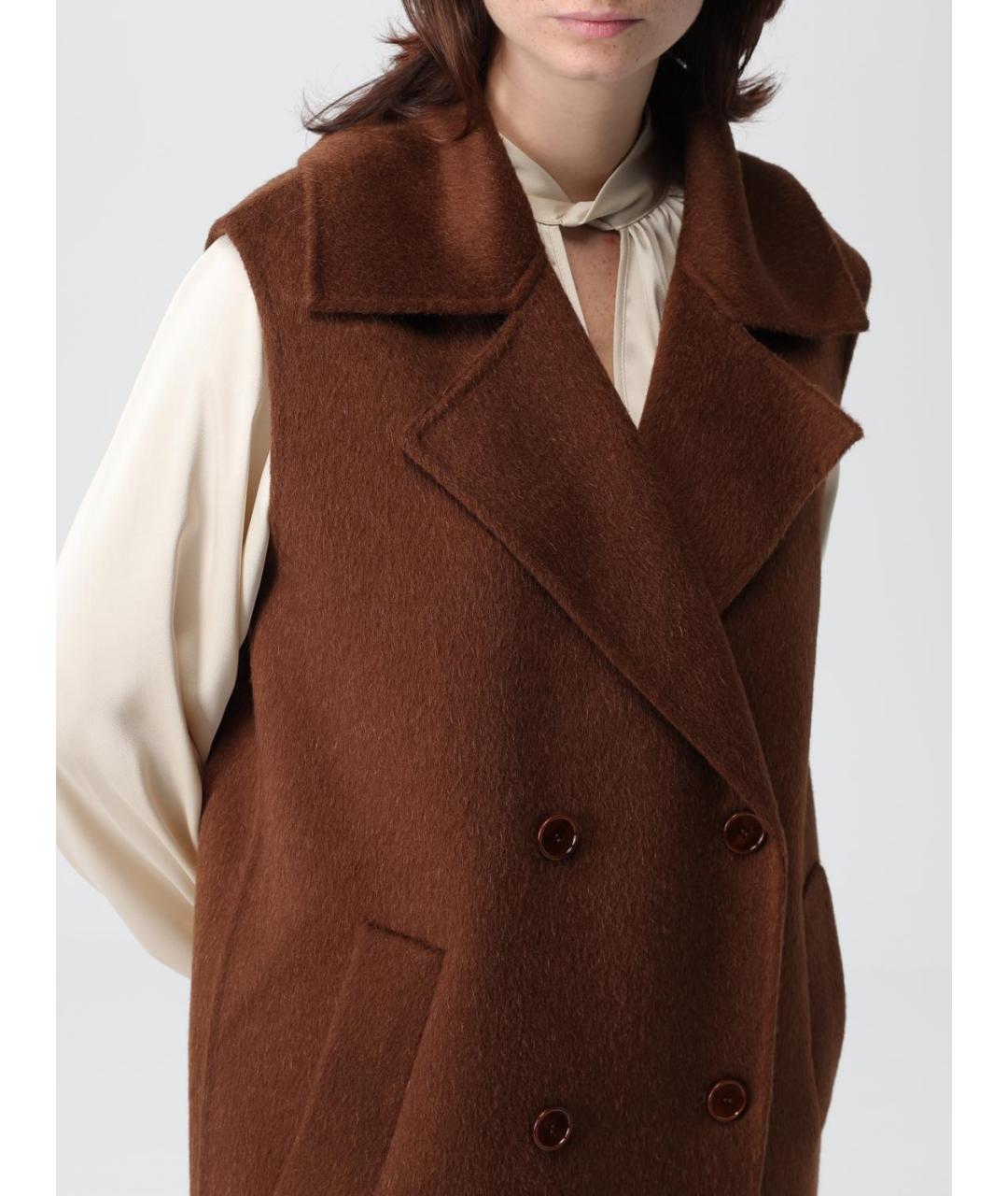 PATRIZIA PEPE Коричневое шерстяное пальто, фото 4