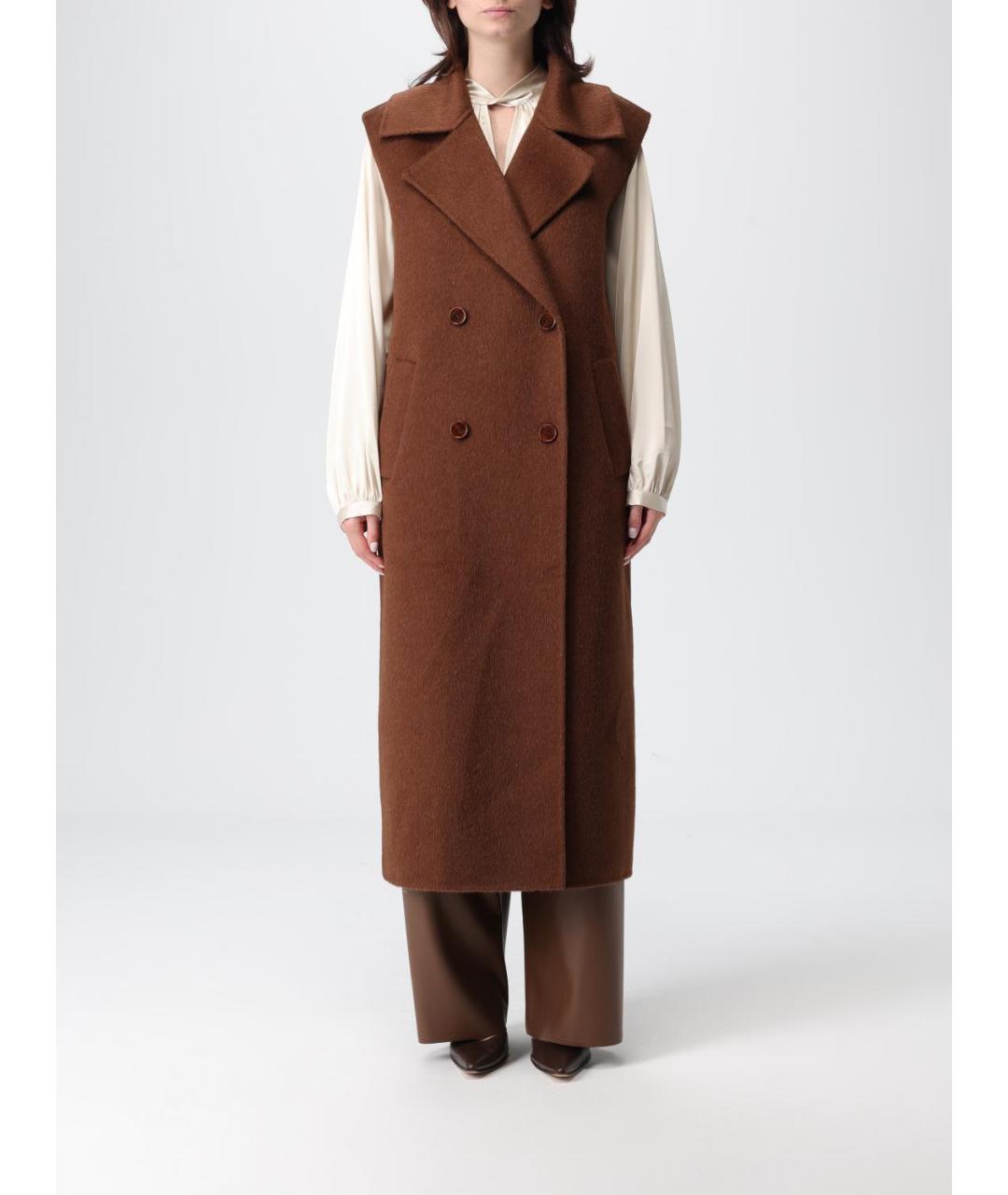 PATRIZIA PEPE Коричневое шерстяное пальто, фото 5