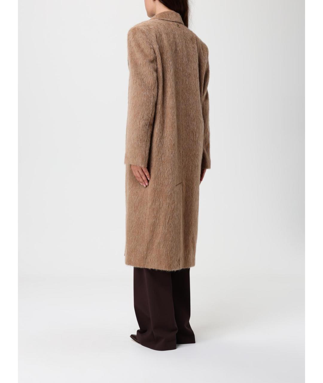TWIN-SET Бежевое шерстяное пальто, фото 2