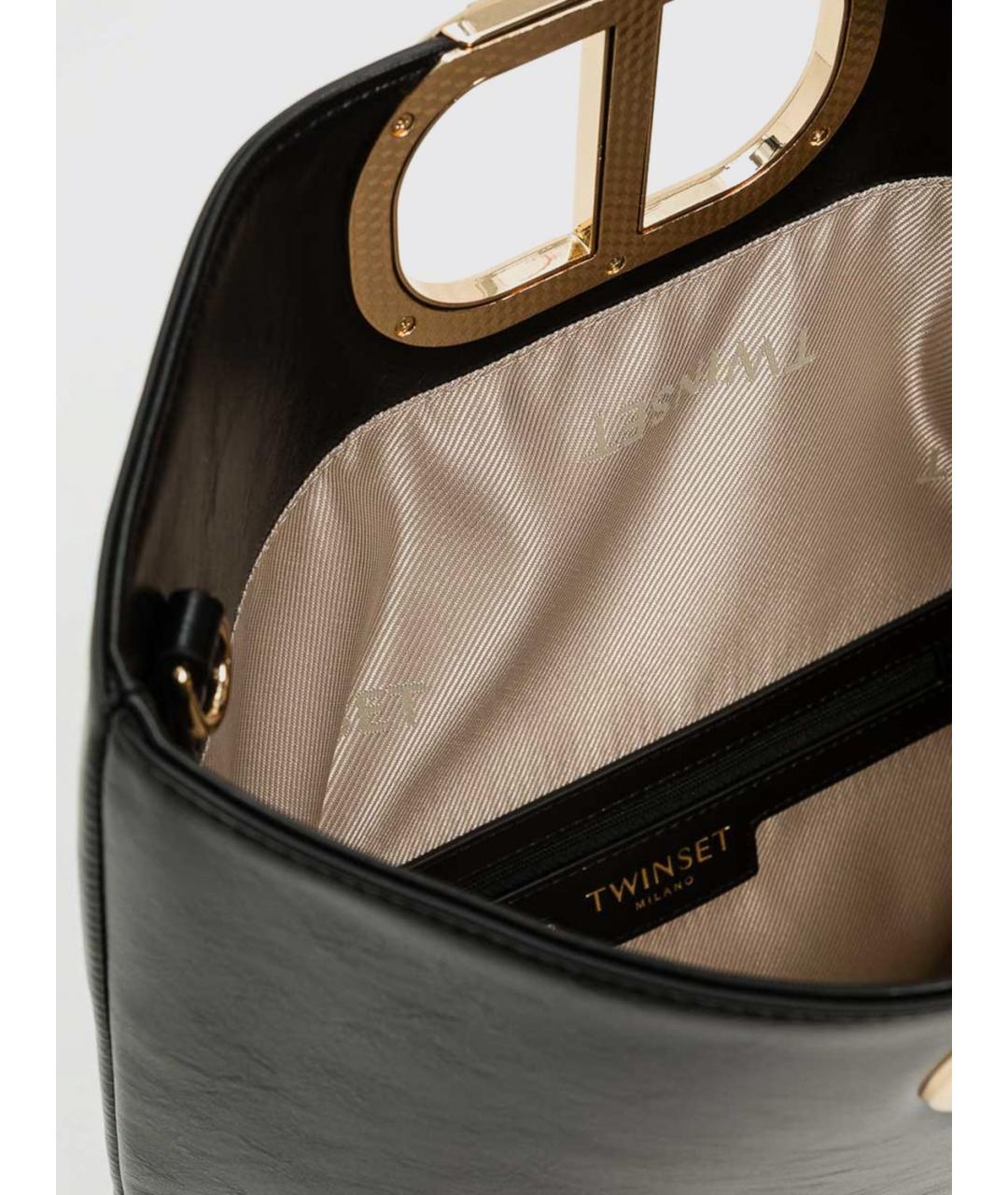 TWIN-SET Черная сумка через плечо из искусственной кожи, фото 4