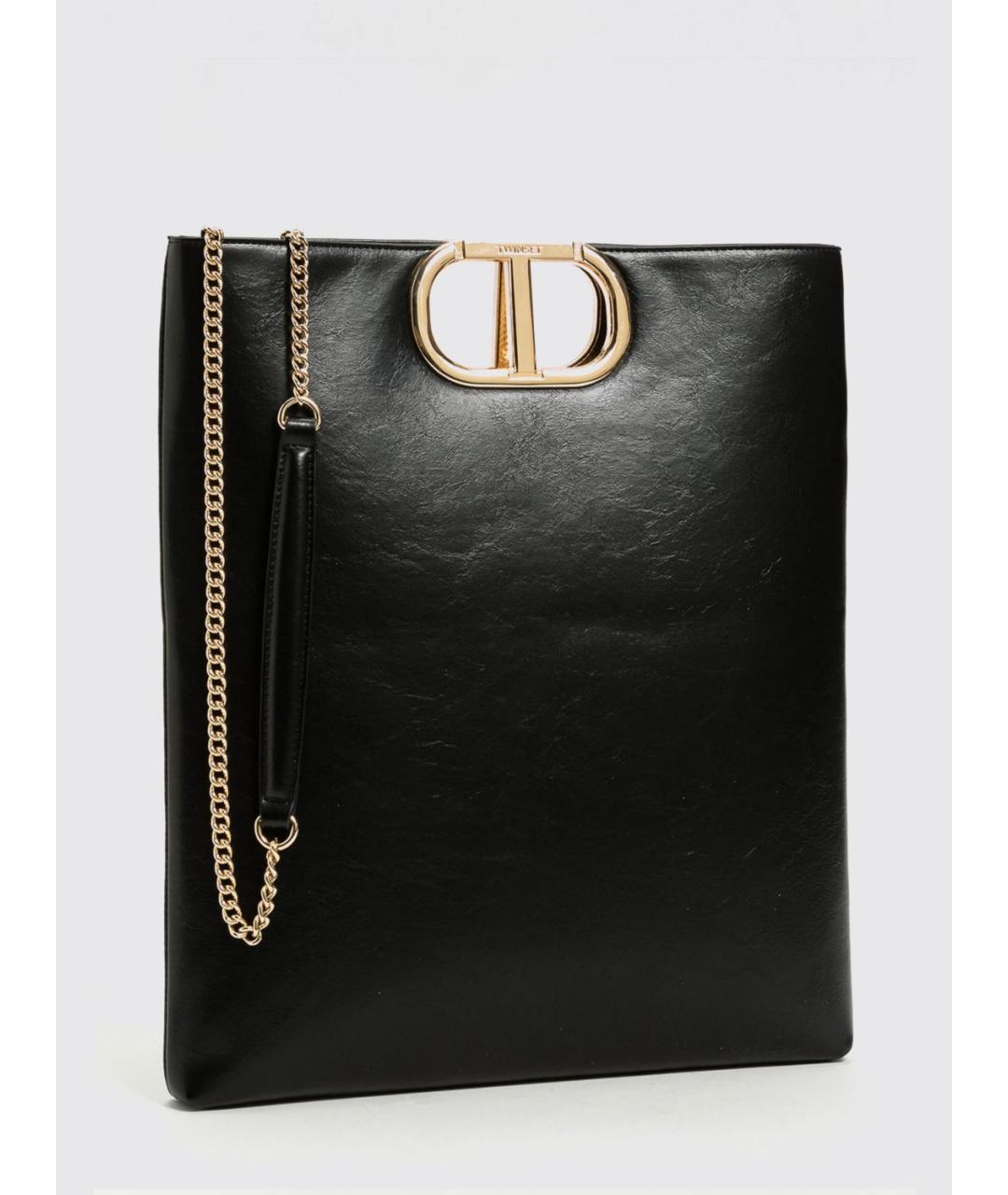 TWIN-SET Черная сумка через плечо из искусственной кожи, фото 2