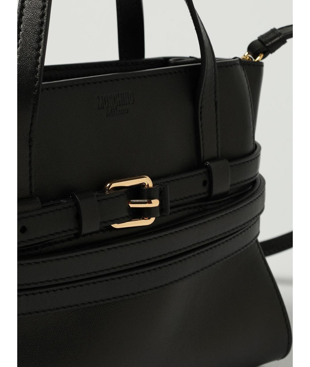 MOSCHINO Черная кожаная сумка тоут, фото 4
