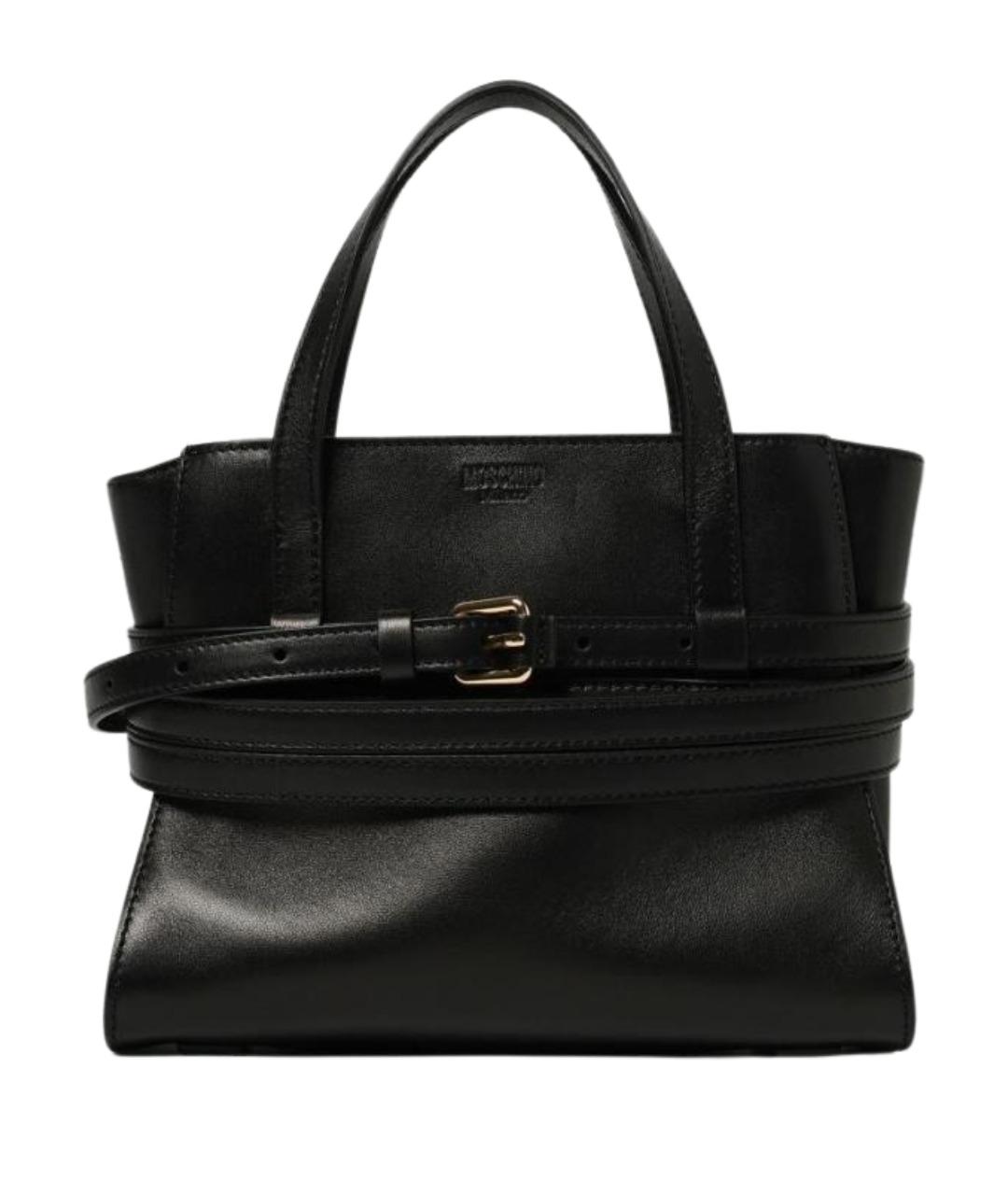 MOSCHINO Черная кожаная сумка тоут, фото 1