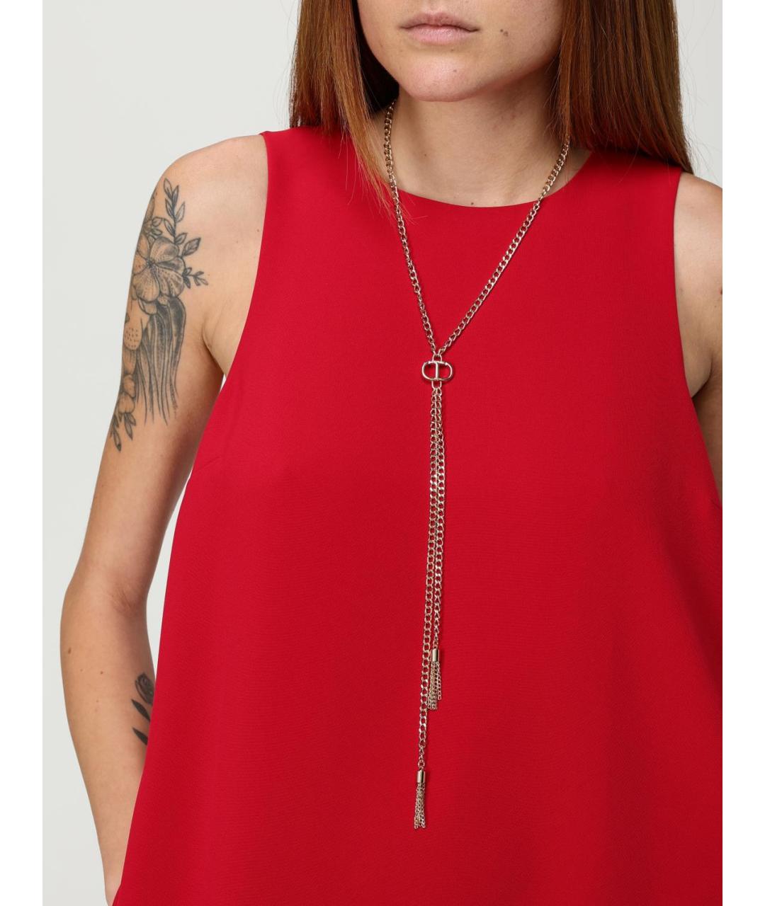 TWIN-SET Красное полиэстеровое платье, фото 3