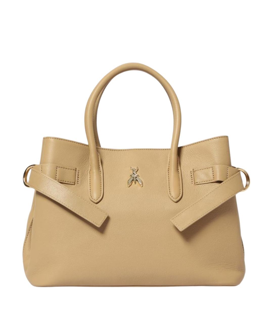 PATRIZIA PEPE Бежевая кожаная сумка тоут, фото 1