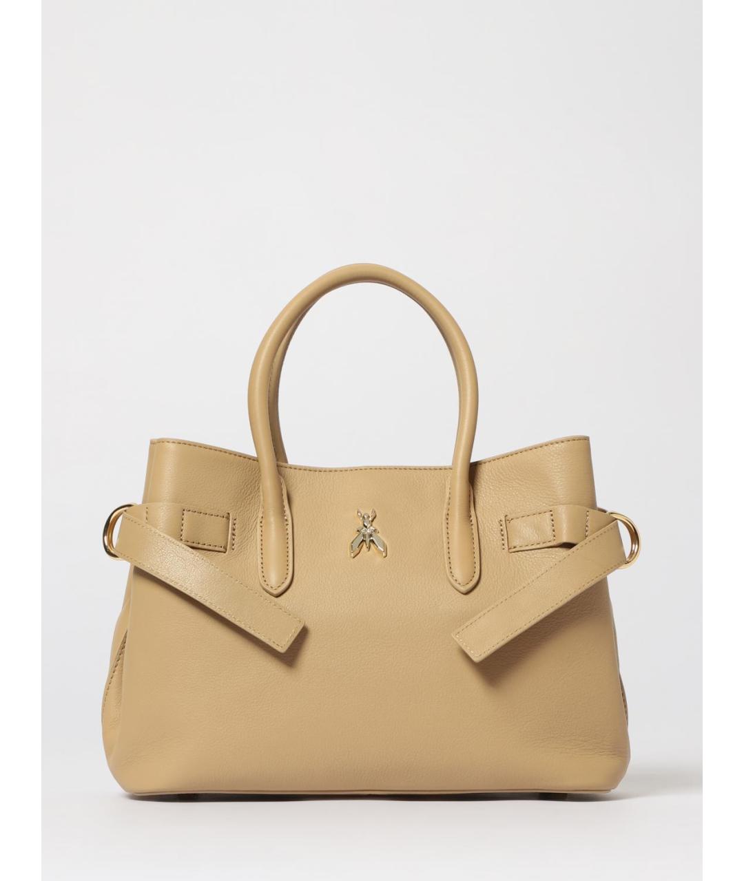 PATRIZIA PEPE Бежевая кожаная сумка тоут, фото 4