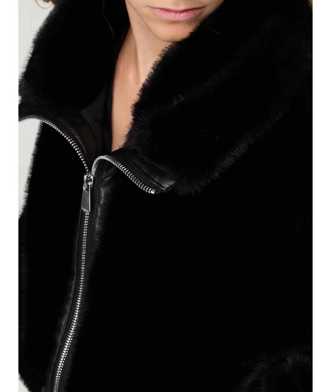 PINKO Черная полиэстеровая шуба, фото 5