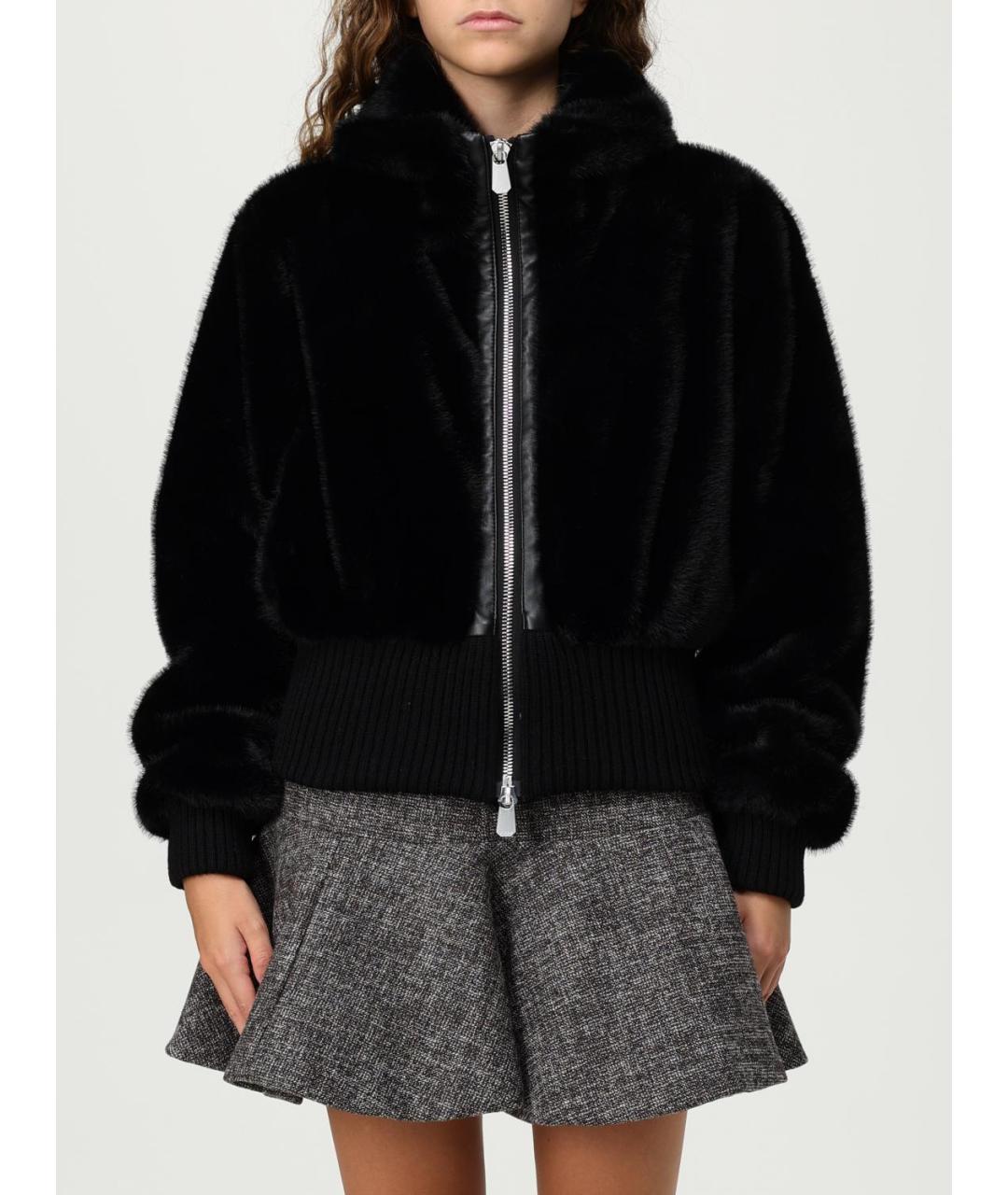 PINKO Черная полиэстеровая шуба, фото 2