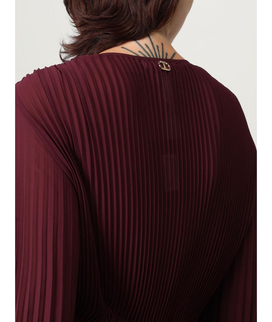 TWIN-SET Бордовое полиэстеровое повседневное платье, фото 3
