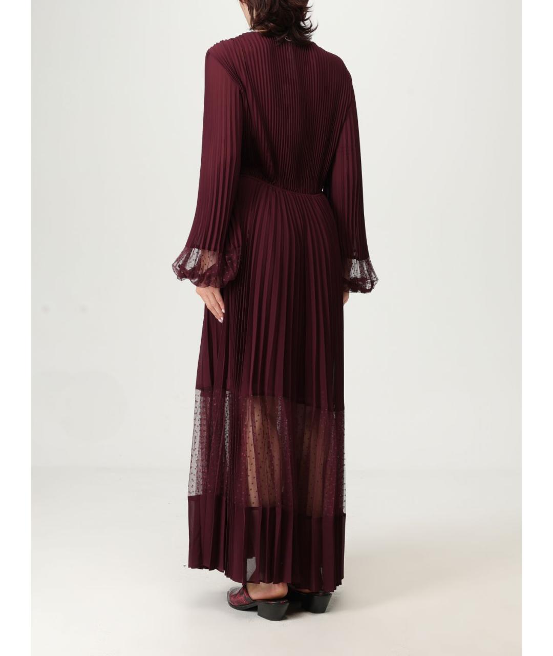 TWIN-SET Бордовое полиэстеровое повседневное платье, фото 2