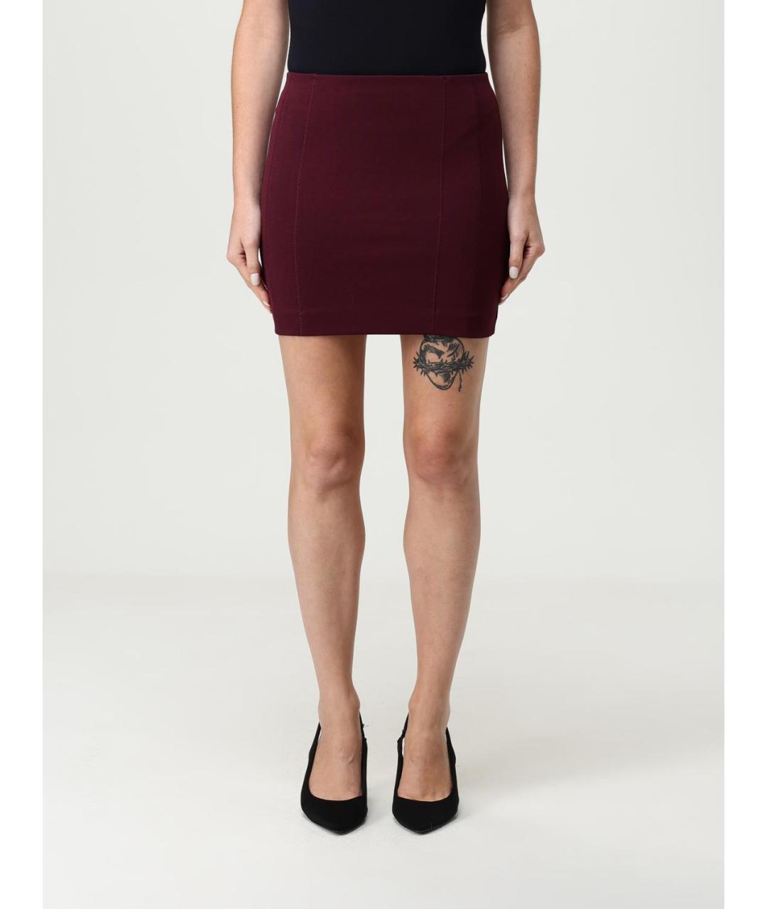 PATRIZIA PEPE Бордовая хлопковая юбка мини, фото 4