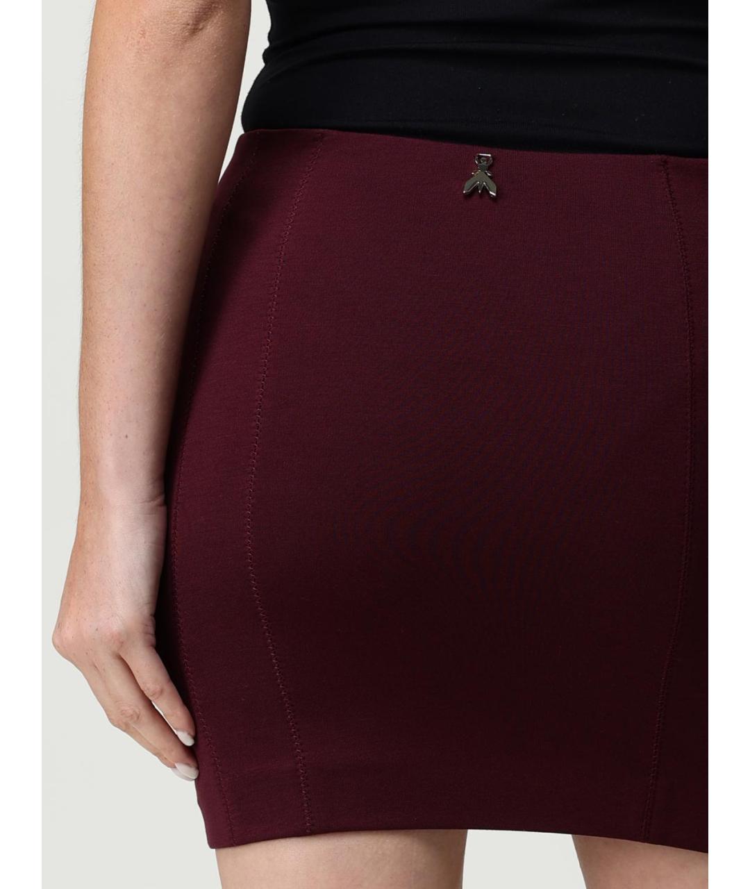 PATRIZIA PEPE Бордовая хлопковая юбка мини, фото 3