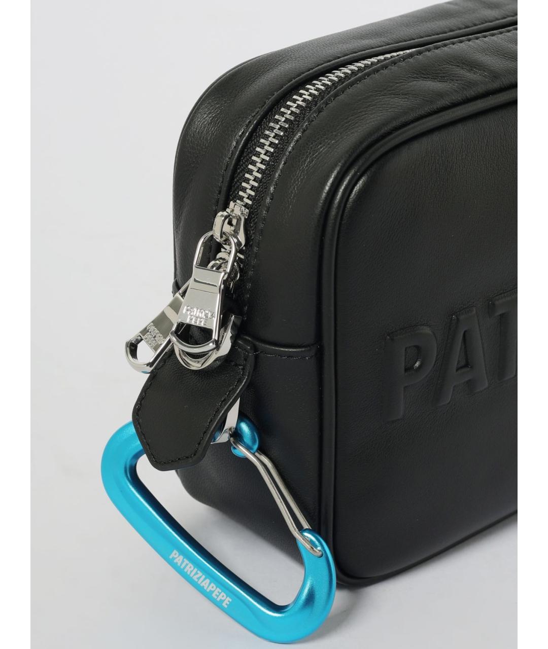 PATRIZIA PEPE Черная кожаная сумка через плечо, фото 3