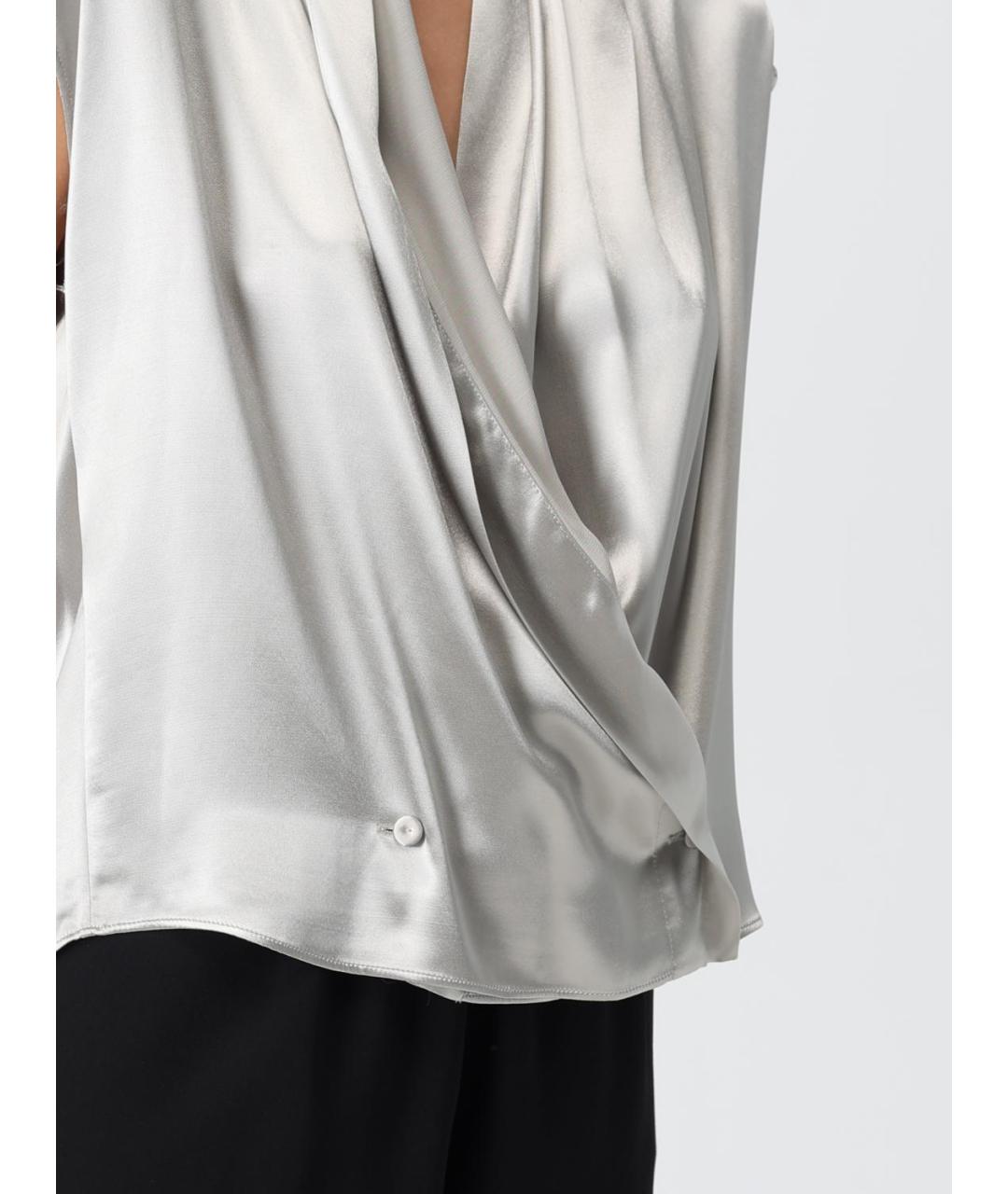 ALBERTA FERRETTI Серая вискозная блузы, фото 5
