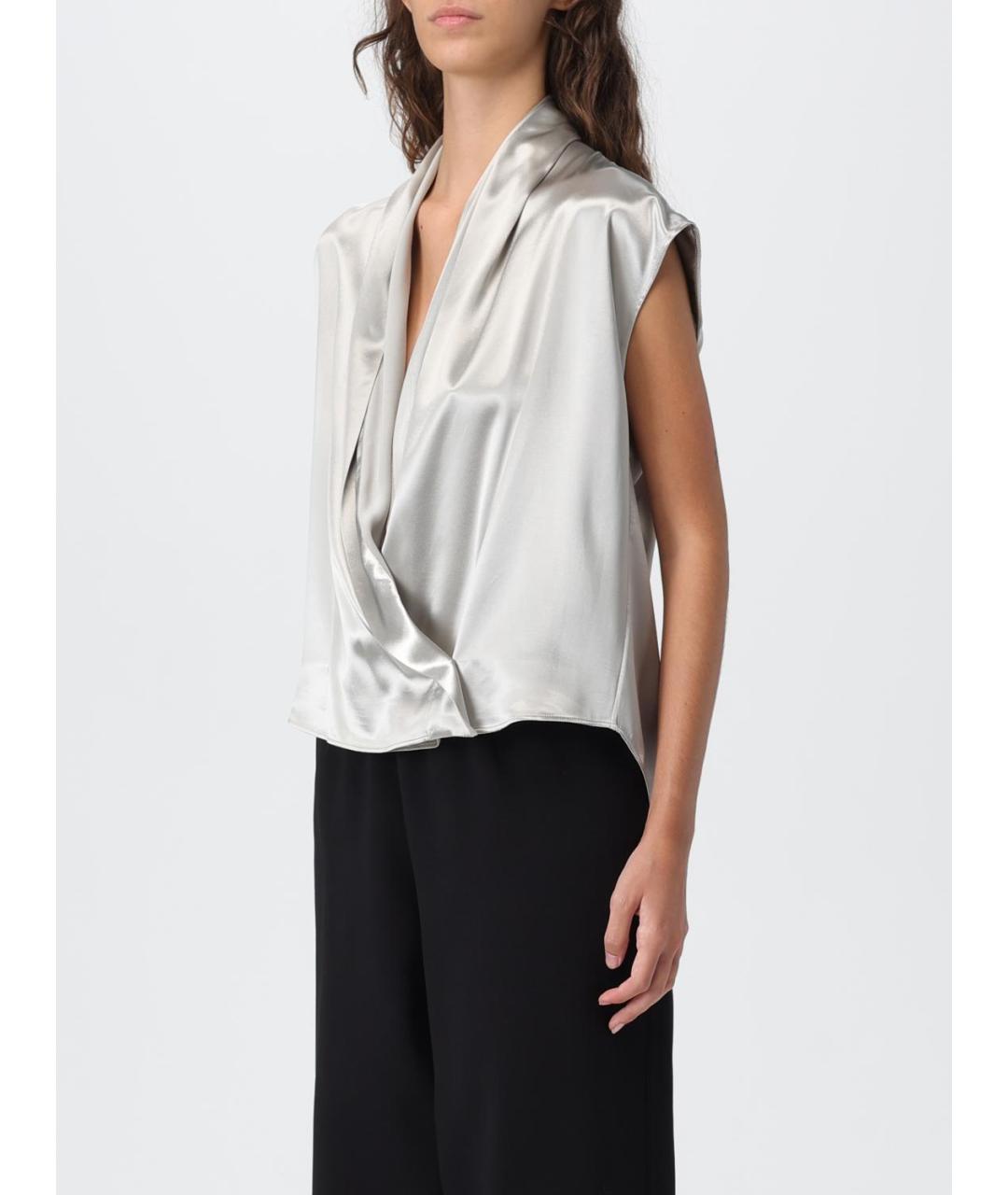 ALBERTA FERRETTI Серая вискозная блузы, фото 4