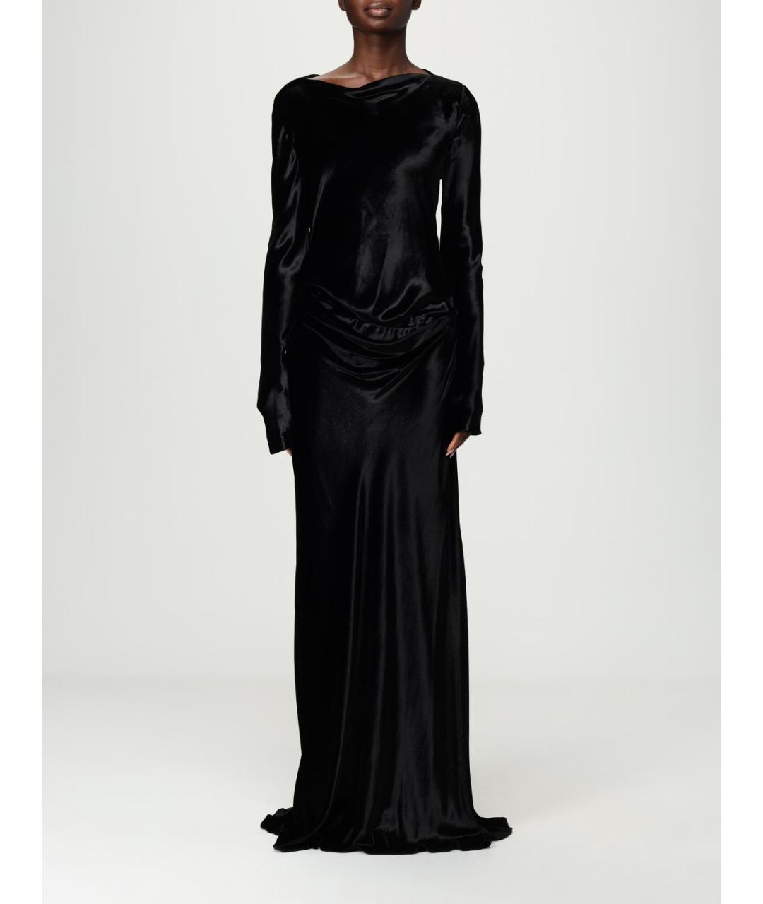 ALBERTA FERRETTI Черное вискозное вечернее платье, фото 2