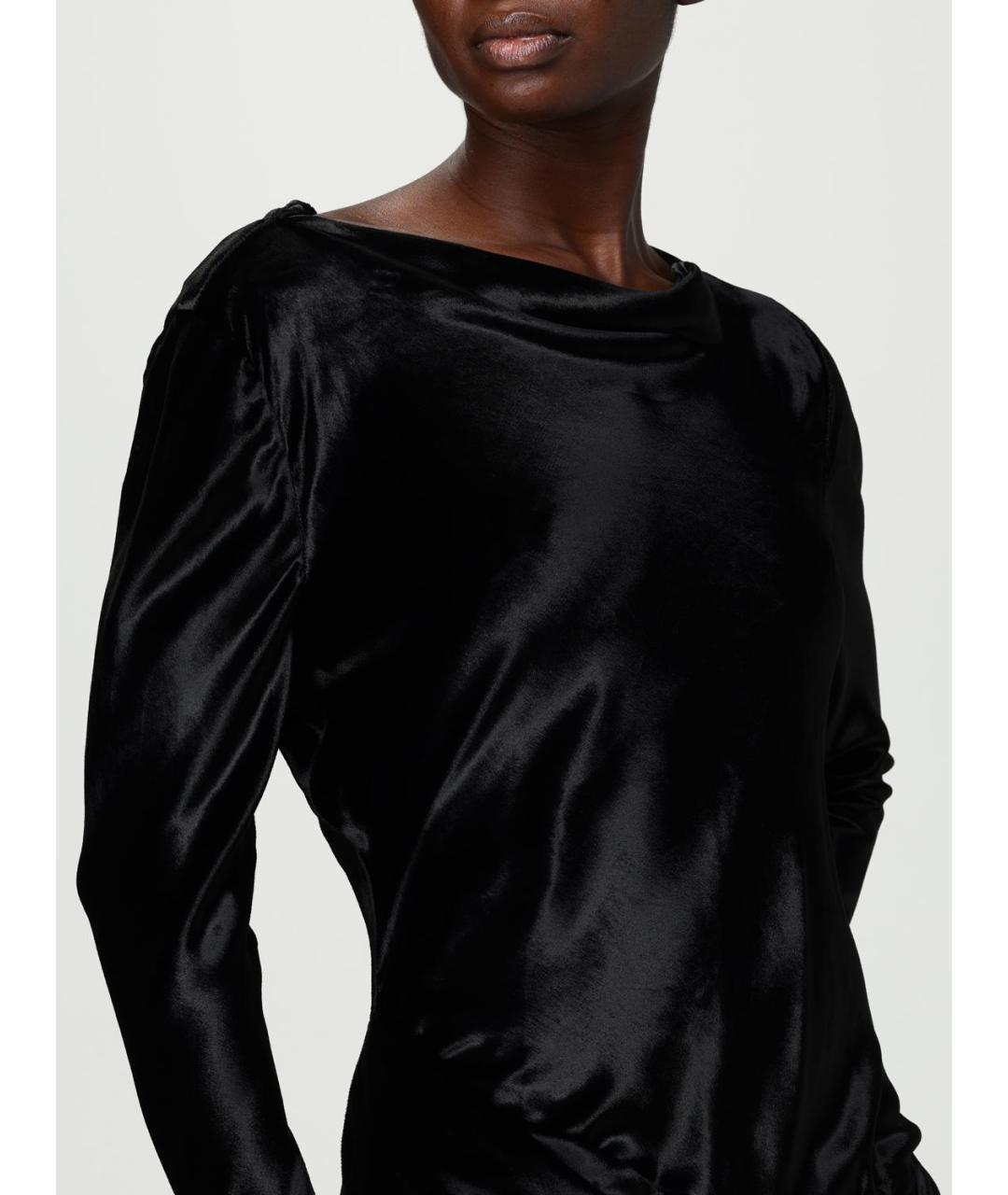 ALBERTA FERRETTI Черное вискозное вечернее платье, фото 5