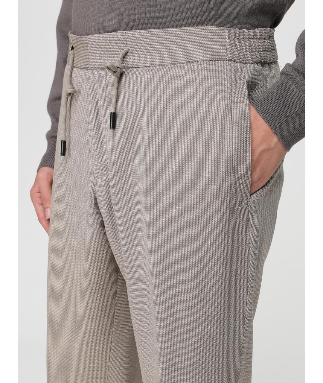 HUGO BOSS Бежевые шерстяные повседневные брюки, фото 3