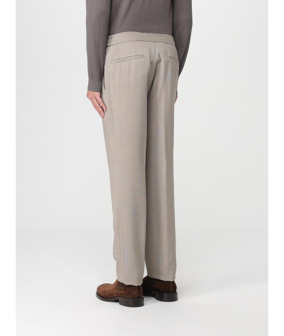 HUGO BOSS Бежевые шерстяные повседневные брюки, фото 2