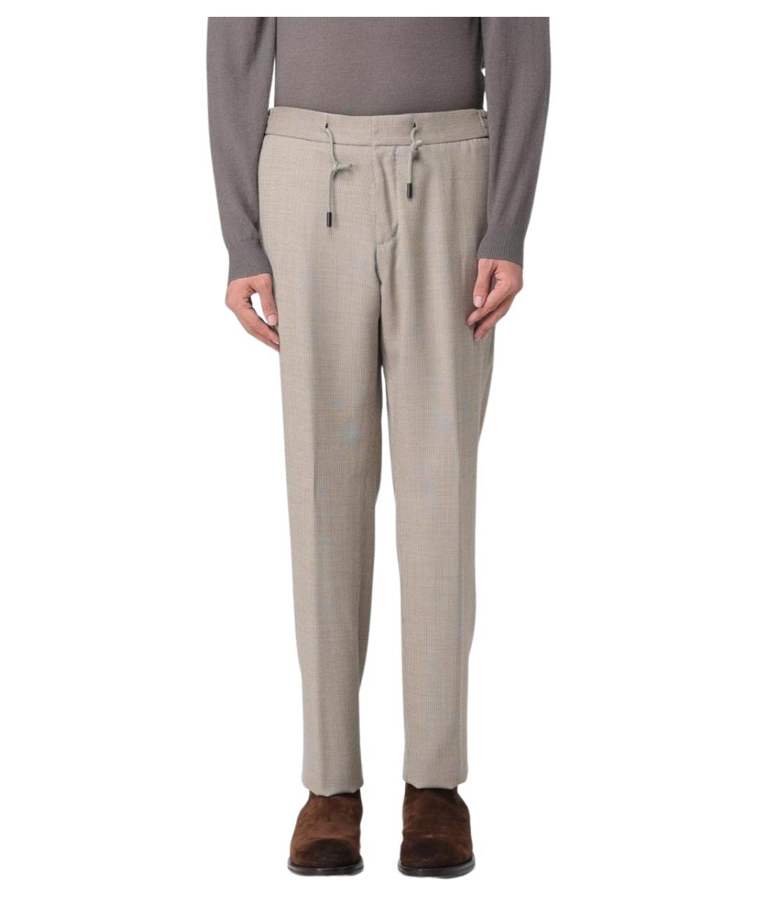 HUGO BOSS Бежевые шерстяные повседневные брюки, фото 1