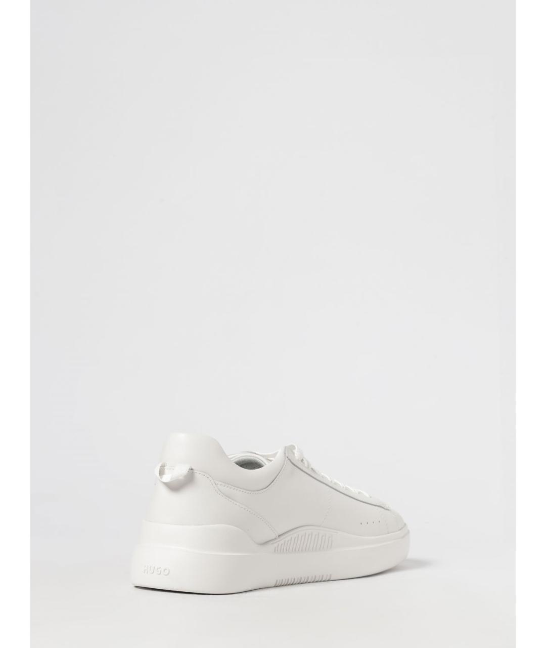 HUGO Белые кожаные низкие кроссовки / кеды, фото 3