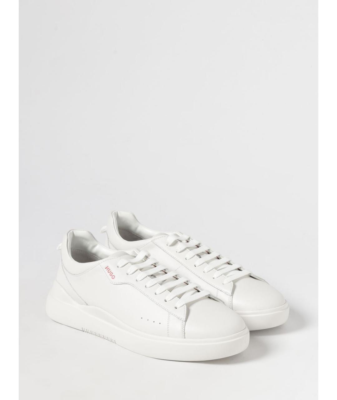 HUGO Белые кожаные низкие кроссовки / кеды, фото 2