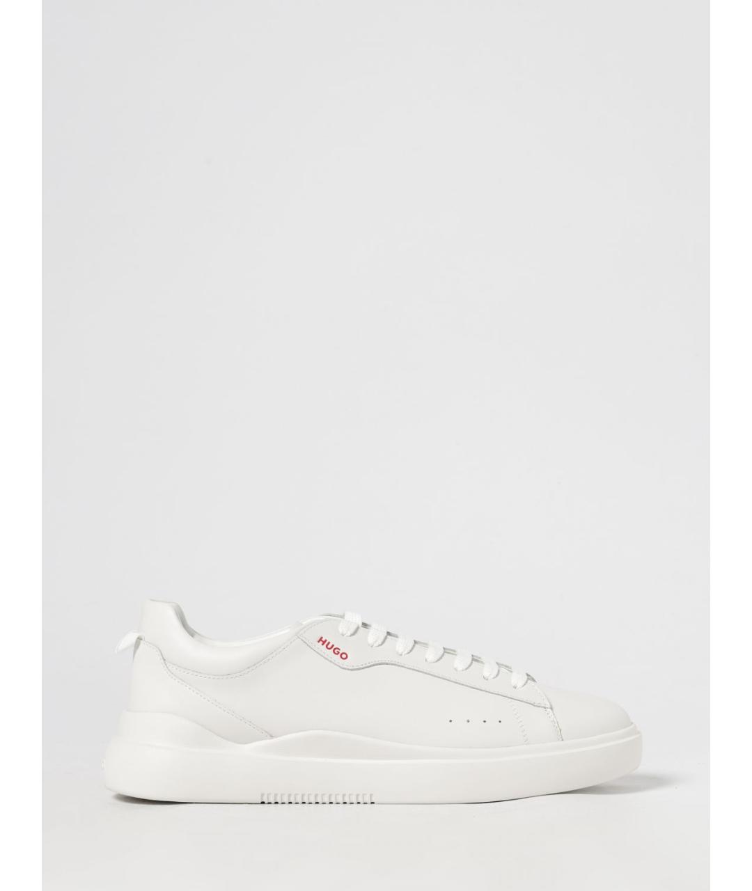 HUGO Белые кожаные низкие кроссовки / кеды, фото 4