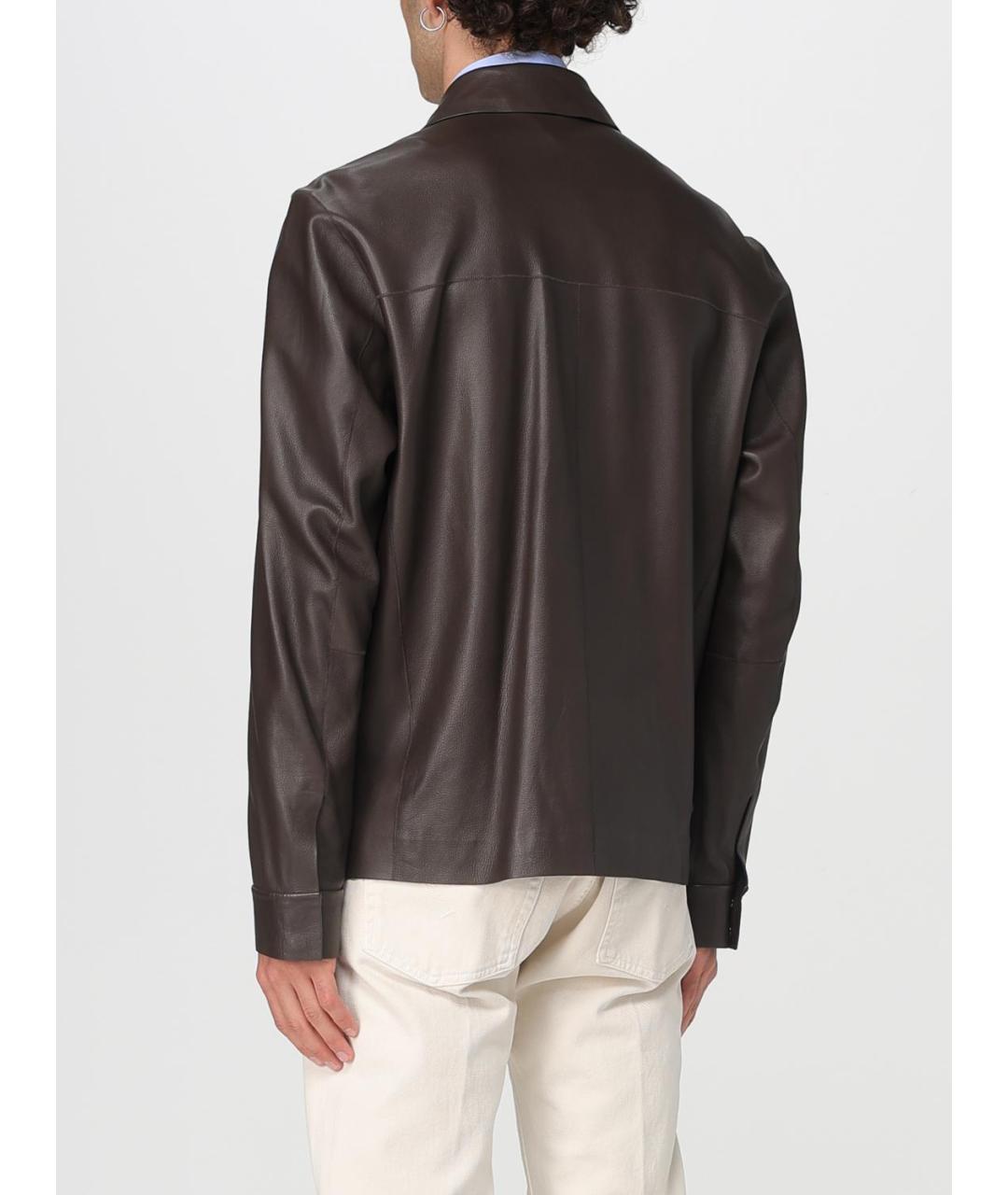 HUGO BOSS Коричневая кожаная куртка, фото 2