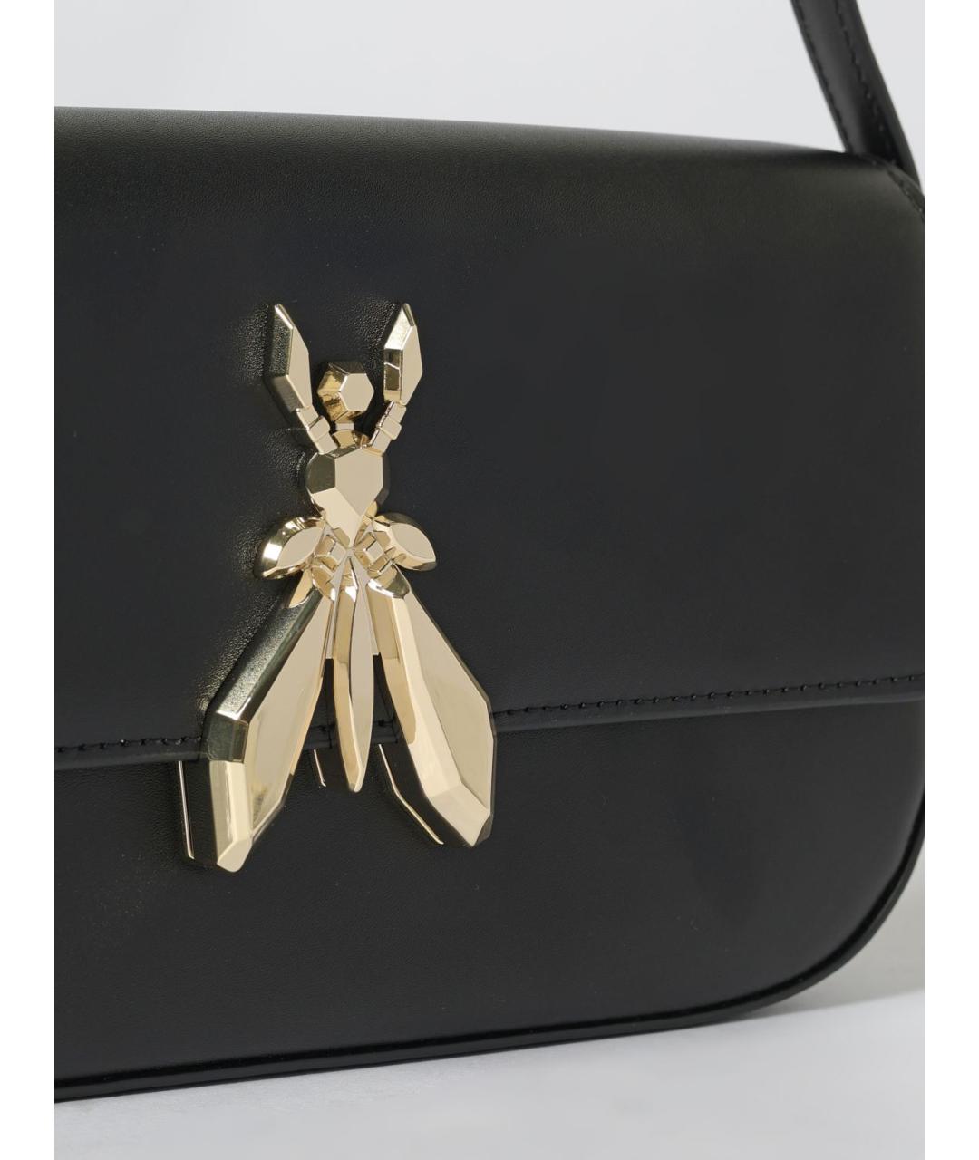 PATRIZIA PEPE Черная кожаная сумка через плечо, фото 4