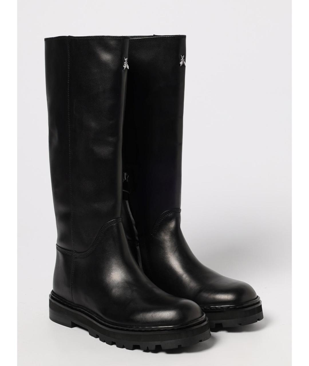 PATRIZIA PEPE Черные кожаные сапоги, фото 2