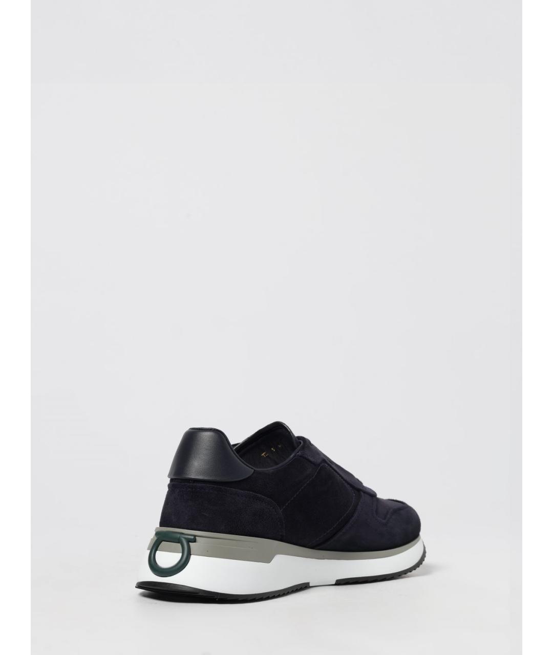 FERRAGAMO Синие замшевые низкие кроссовки / кеды, фото 3