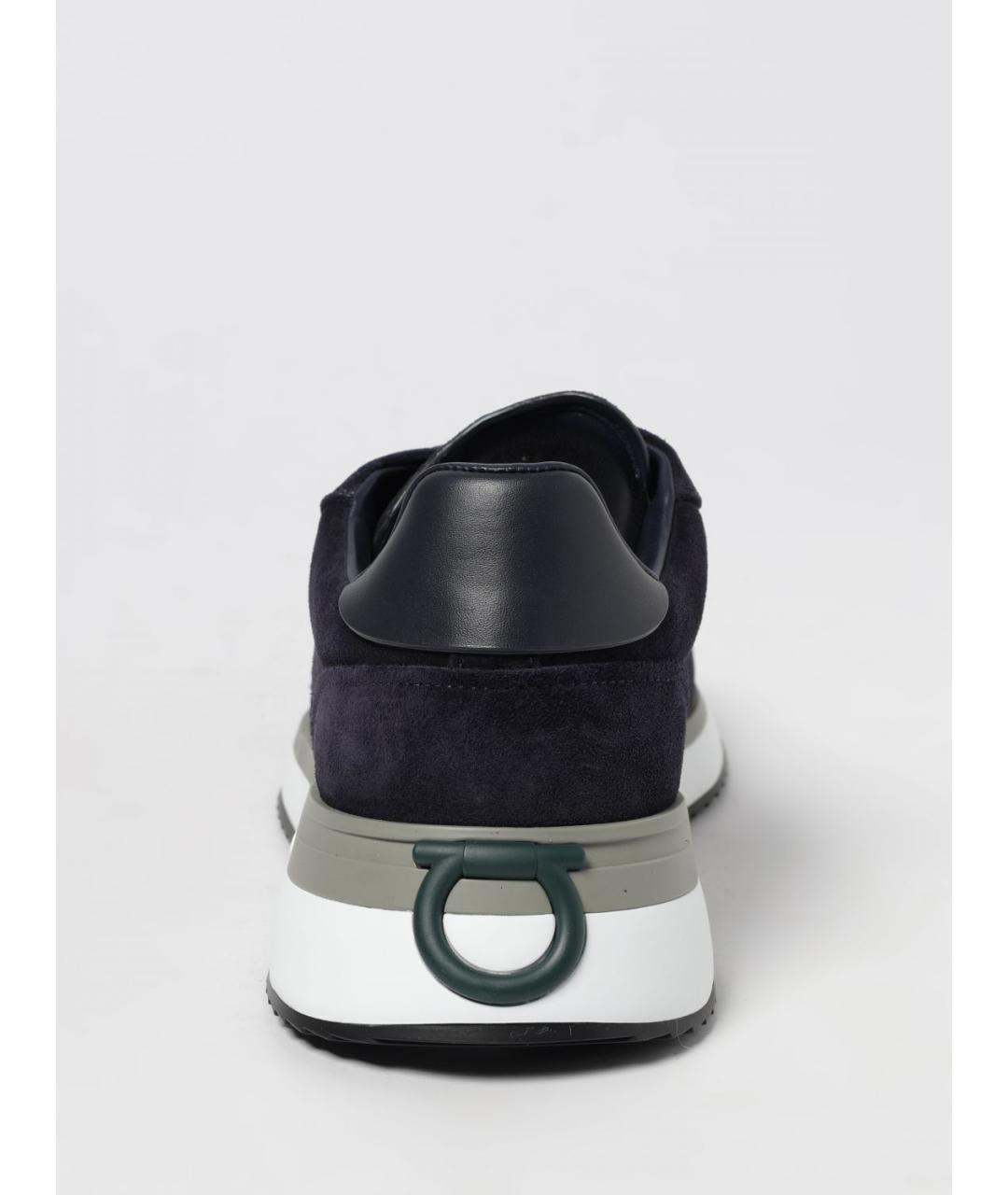 FERRAGAMO Синие замшевые низкие кроссовки / кеды, фото 4