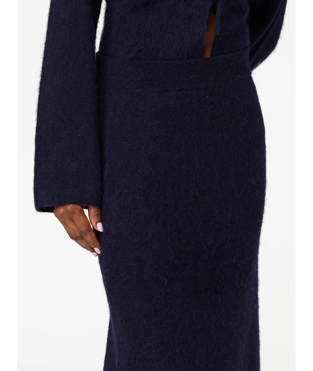 HUGO BOSS Темно-синяя полиамидовая юбка макси, фото 3