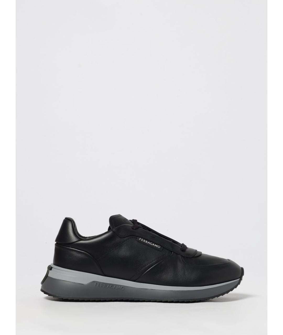 FERRAGAMO Черные кожаные низкие кроссовки / кеды, фото 5