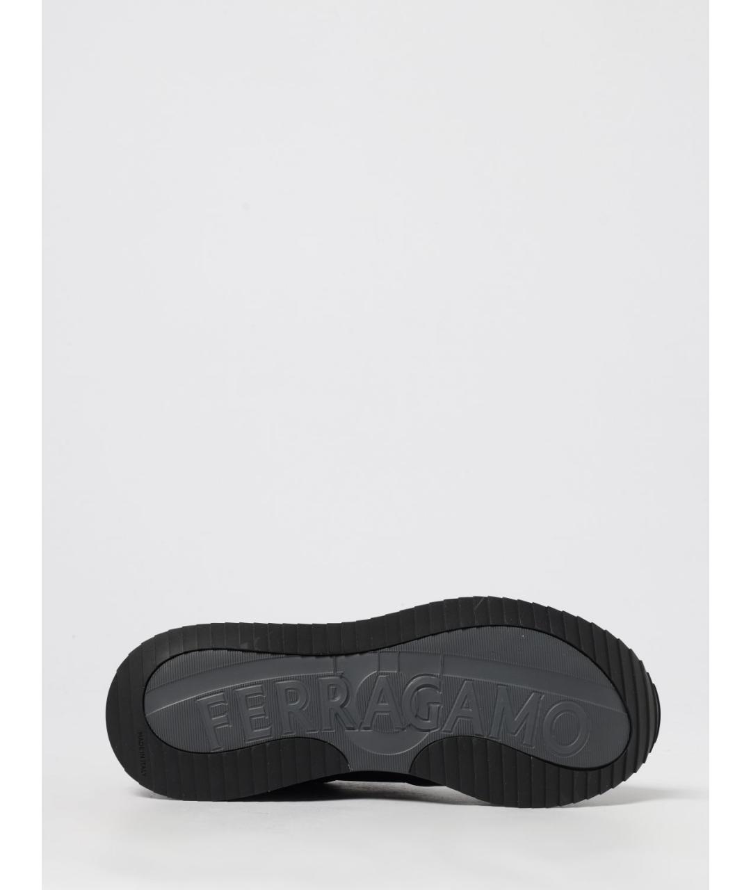 FERRAGAMO Черные кожаные низкие кроссовки / кеды, фото 4