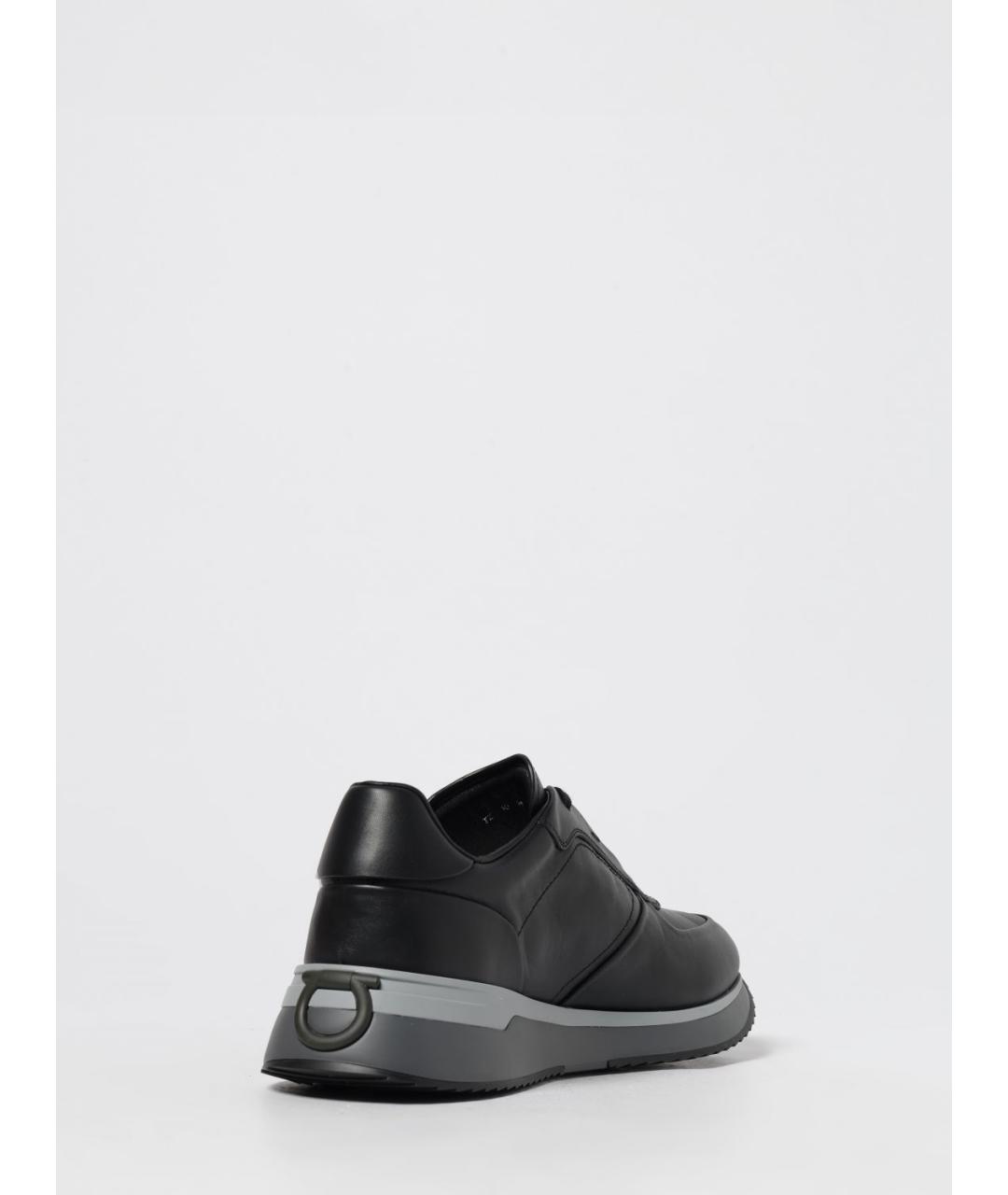 FERRAGAMO Черные кожаные низкие кроссовки / кеды, фото 3