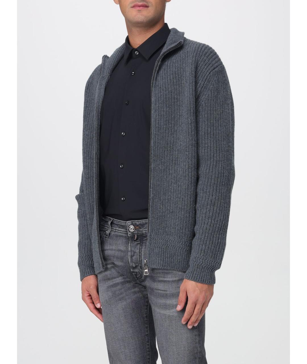 HUGO BOSS Серый шерстяной кардиган, фото 3