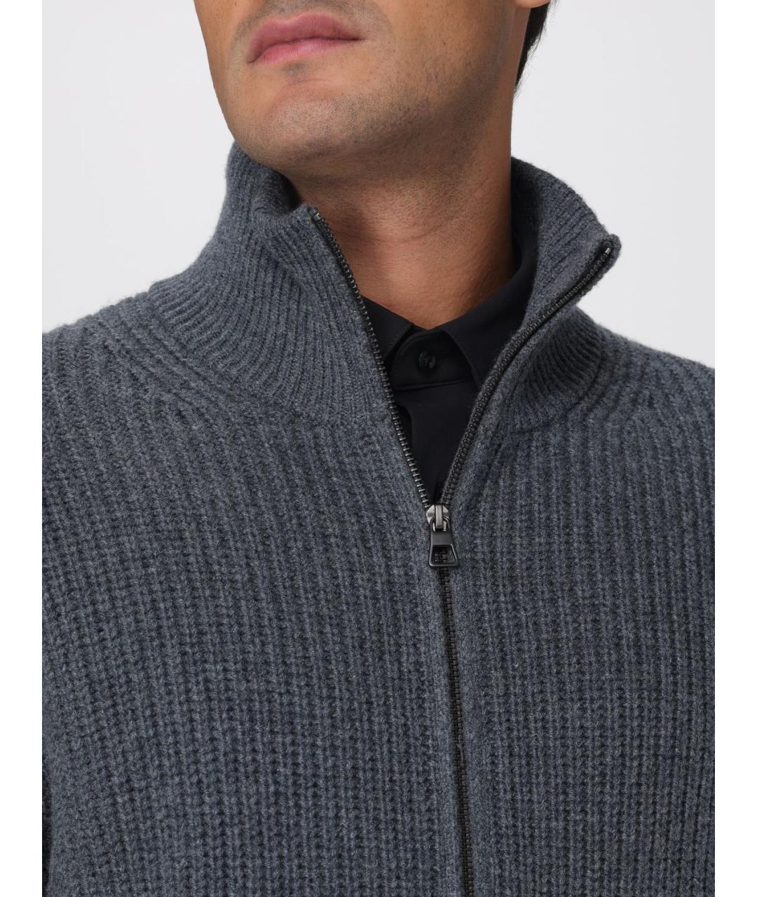 HUGO BOSS Серый шерстяной кардиган, фото 4