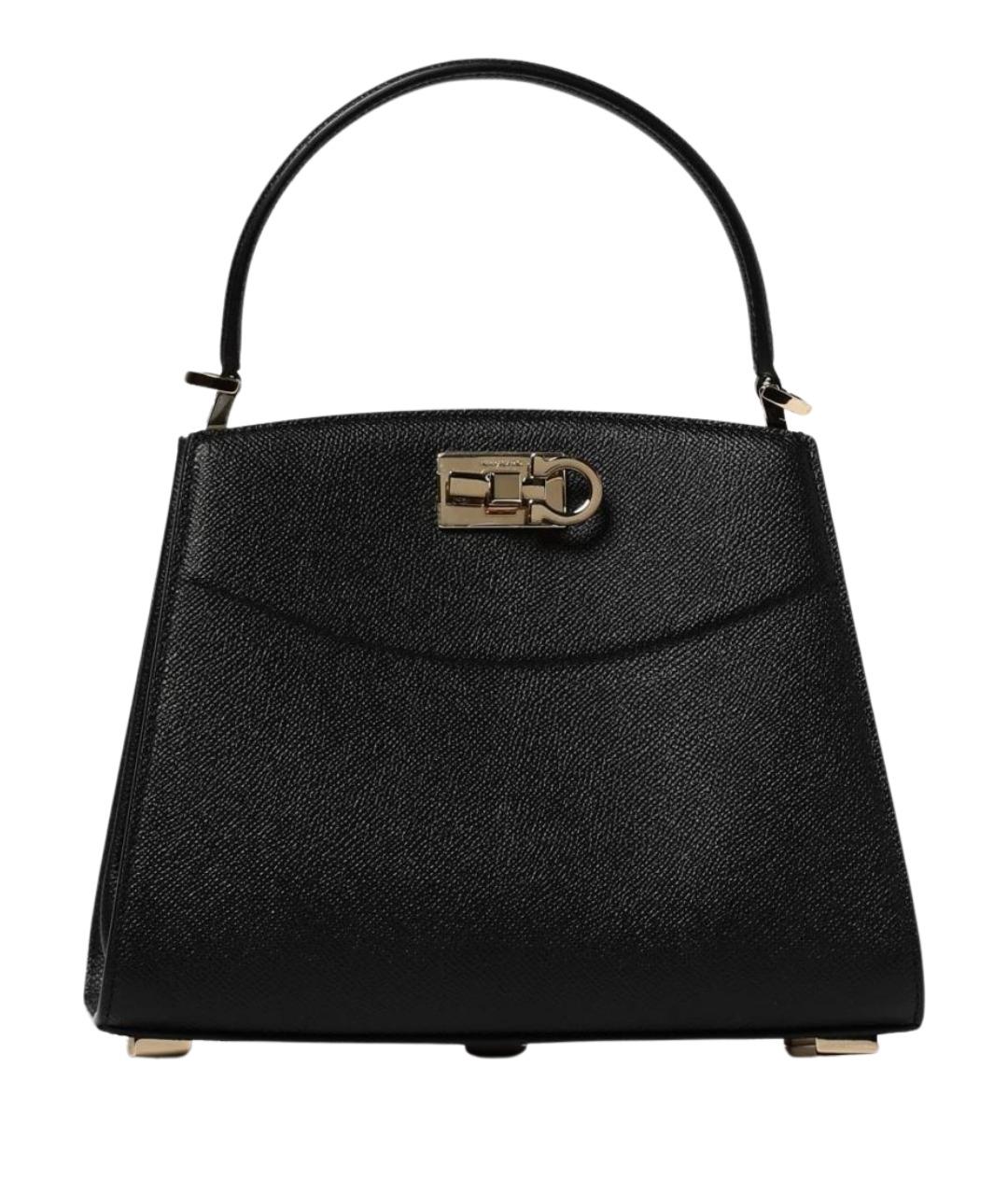 FERRAGAMO Черная кожаная сумка тоут, фото 1