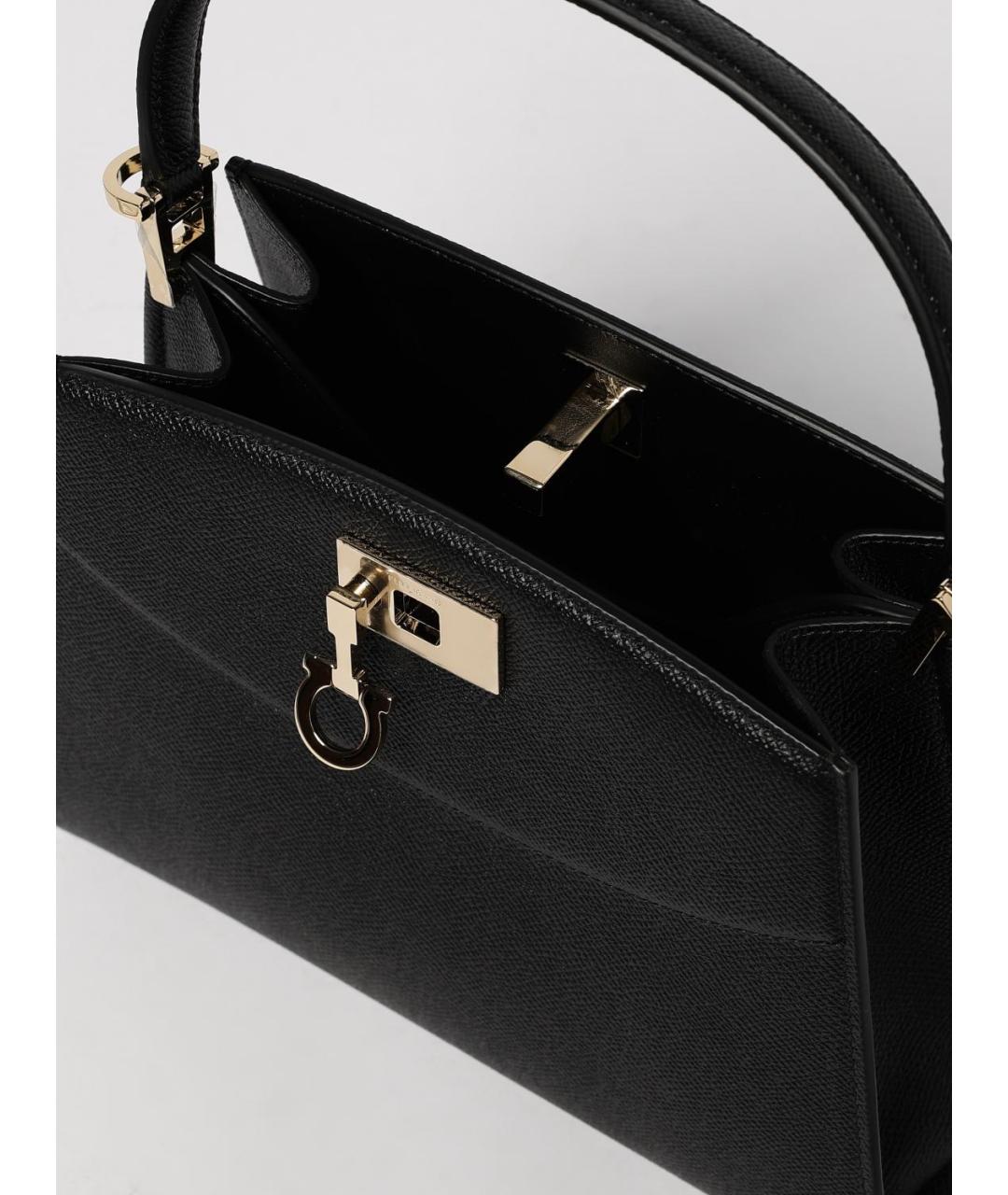 FERRAGAMO Черная кожаная сумка тоут, фото 5