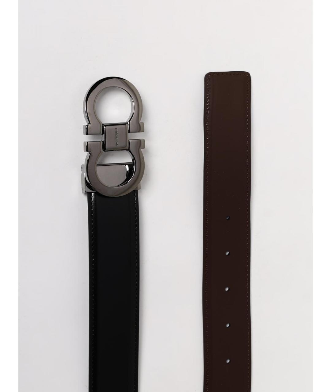 FERRAGAMO Черный кожаный ремень, фото 3