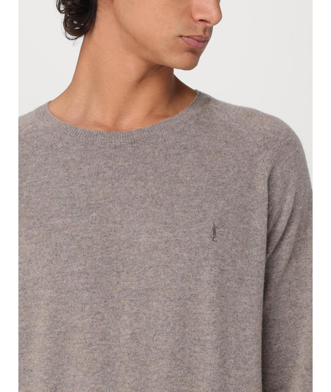 SAINT LAURENT Бежевый кашемировый джемпер / свитер, фото 5