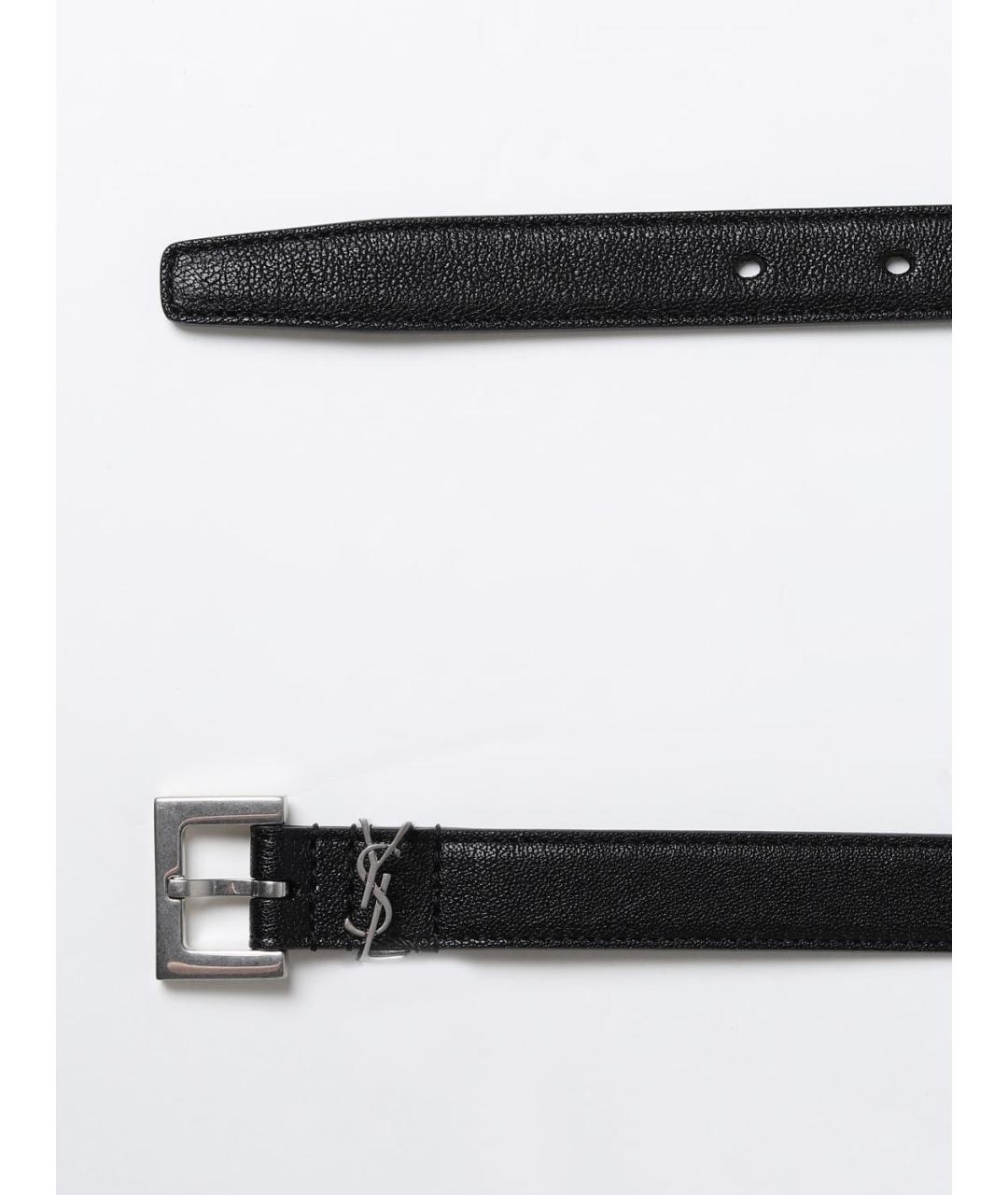 SAINT LAURENT Черный кожаный ремень, фото 3