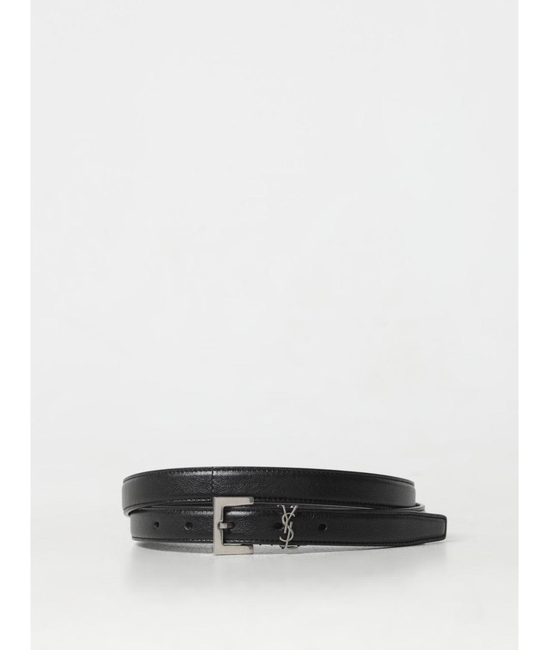 SAINT LAURENT Черный кожаный ремень, фото 4