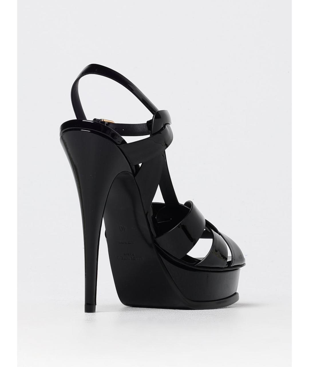 SAINT LAURENT Черные кожаные босоножки, фото 3