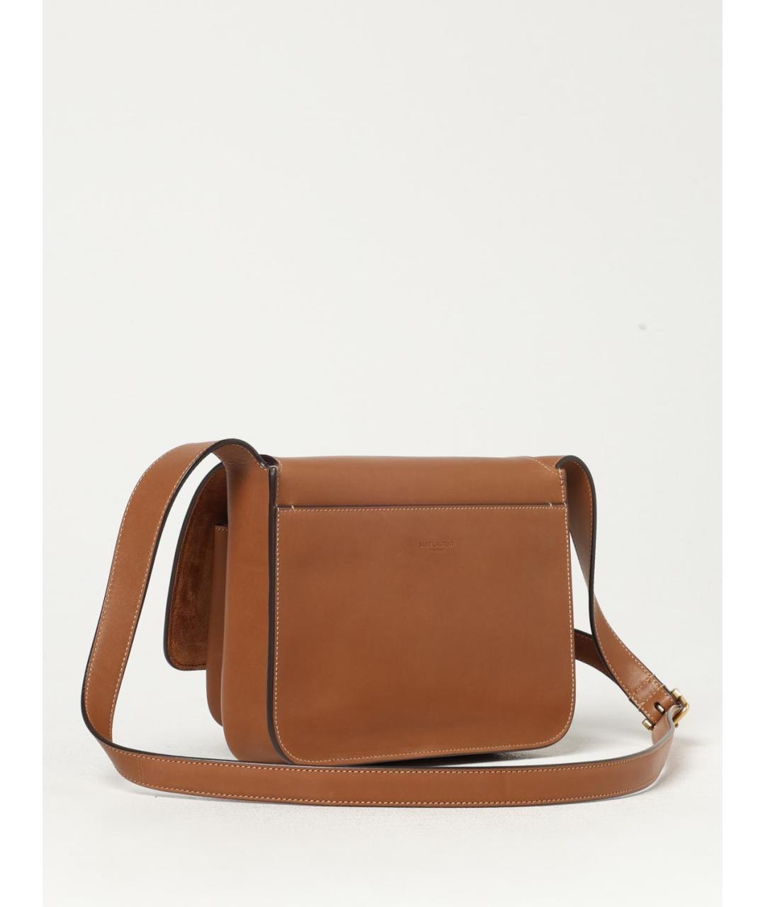 SAINT LAURENT Коричневая кожаная сумка через плечо, фото 3