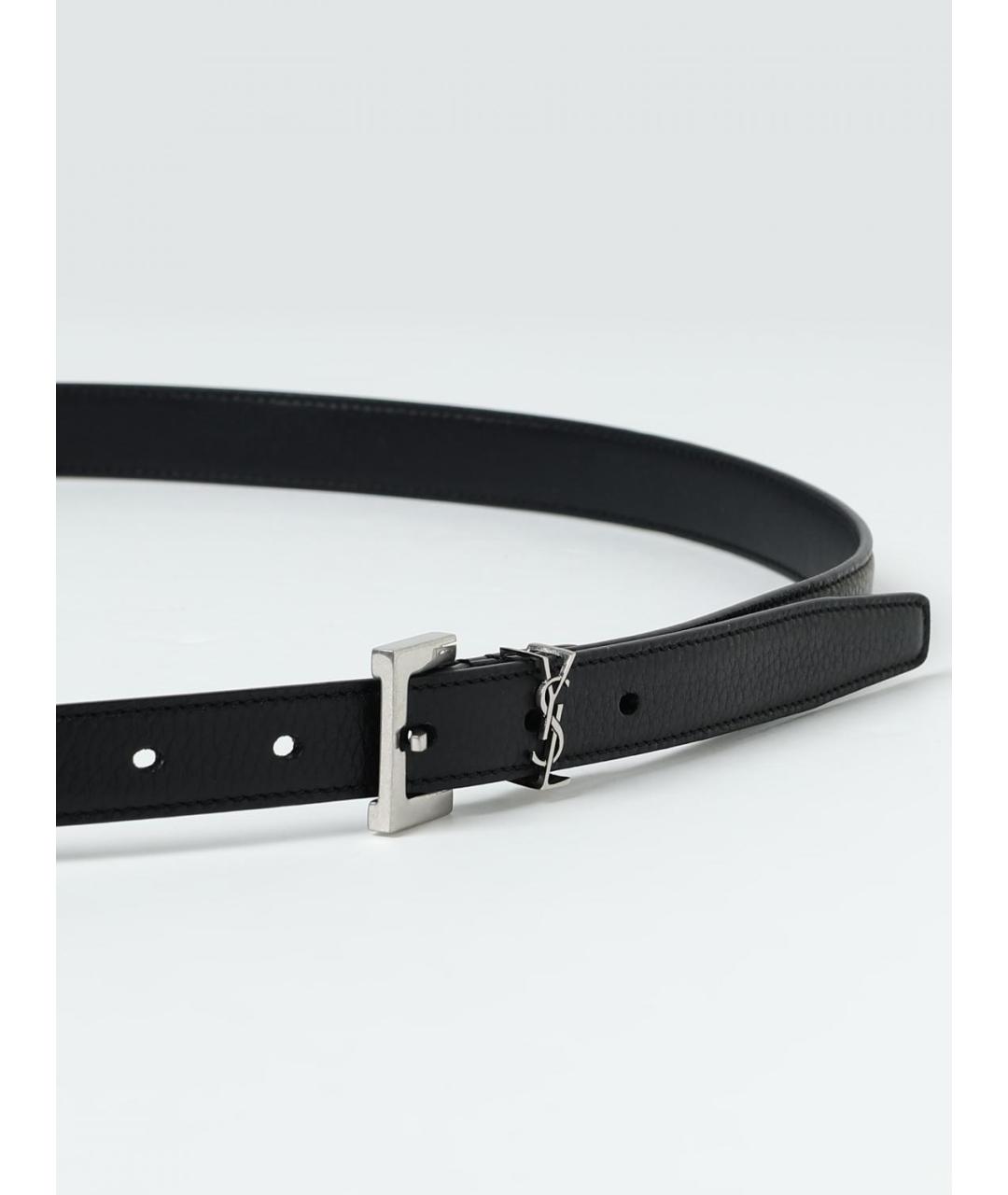 SAINT LAURENT Черный кожаный ремень, фото 2