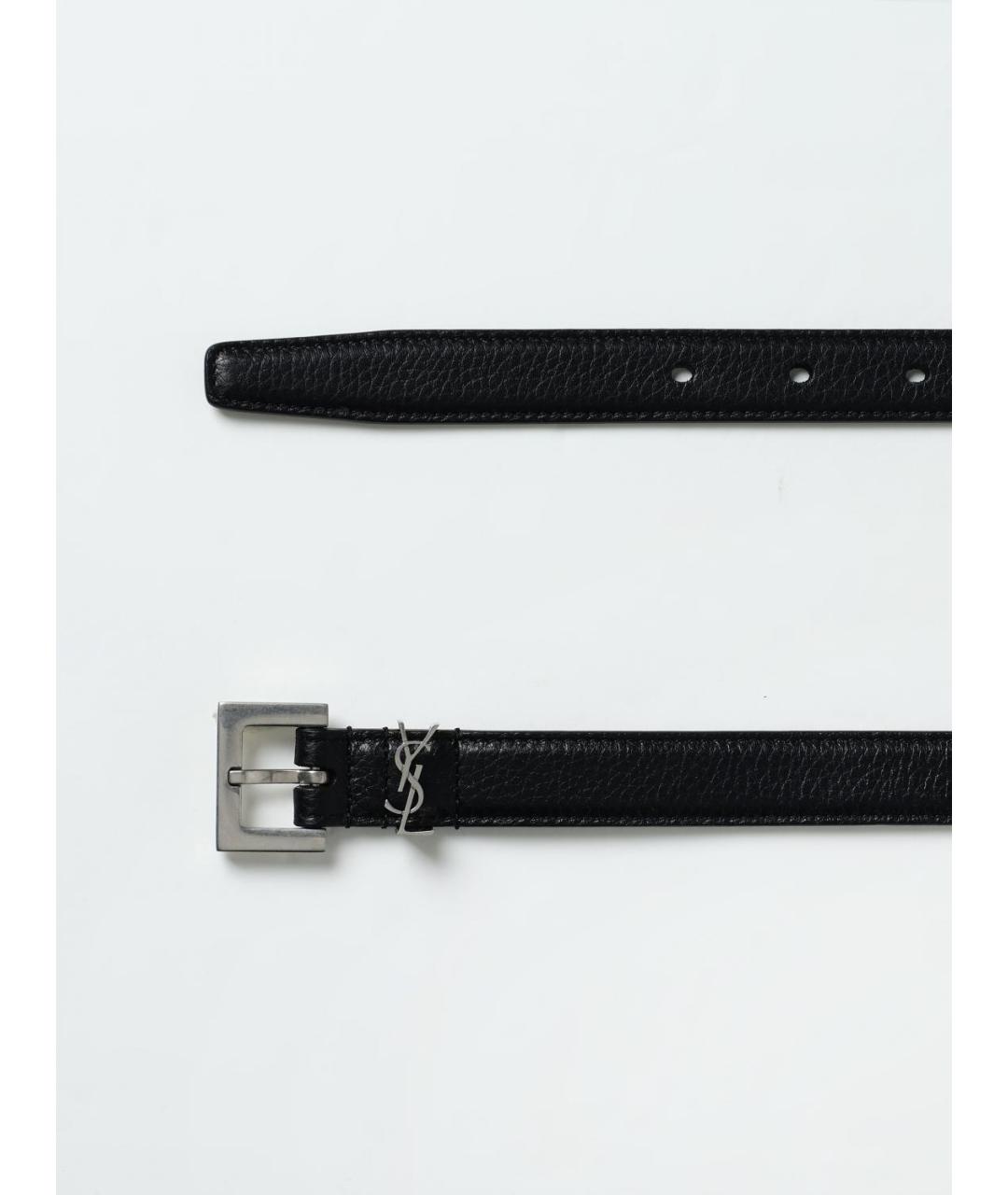SAINT LAURENT Черный кожаный ремень, фото 3